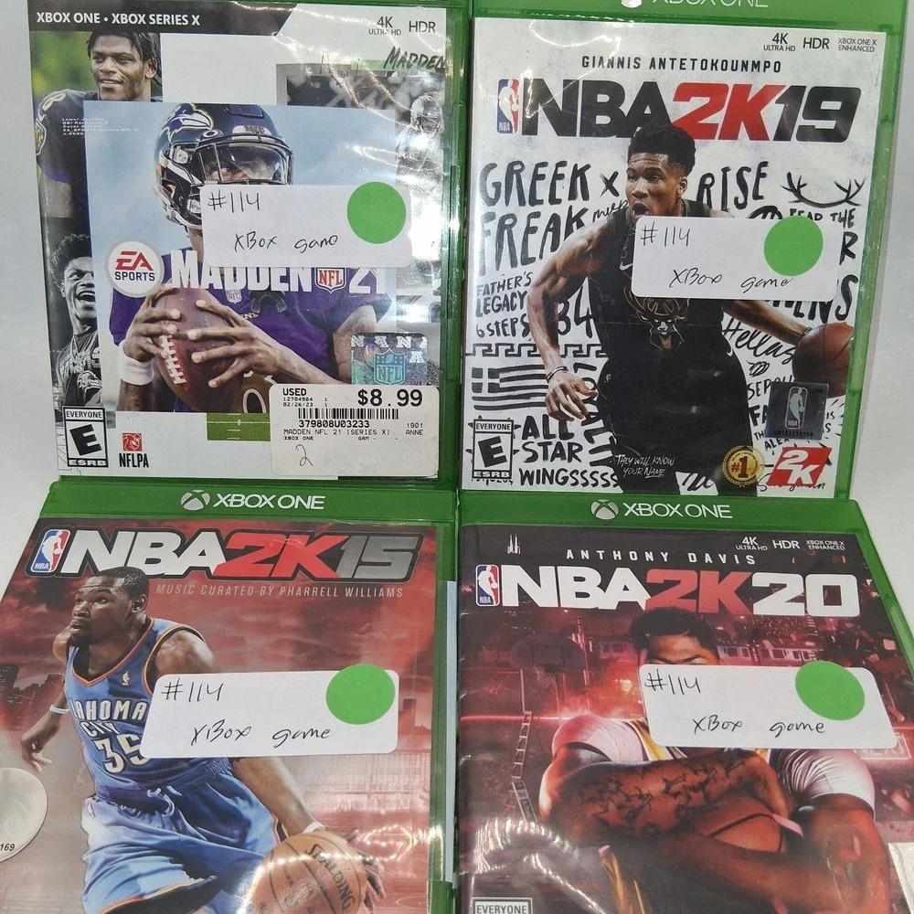 XBOX ONE GAMES NBA 19,NBA 20,NBA 15, MADDEN 4 PACK